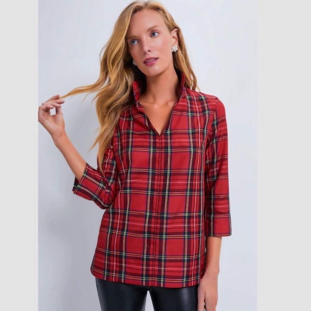 Tuckenuck Red Plaid Royal Stewart Tartan Margot Top Size Medium